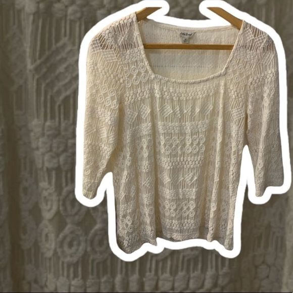 LUCKY BRAND Embroidered Bone White Top - Picture 3 of 7